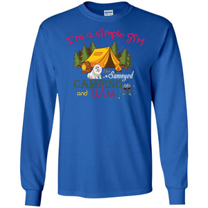I’m A Simple Girl I Love Samoyed Camping And Wine ShirtG240 Gildan LS Ultra Cotton T-Shirt