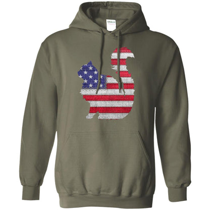 Patriotic Maine Coon American Flag Embroidery T-shirt Military Green