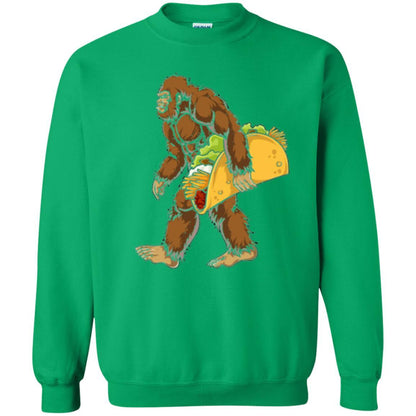 Camping T-shirt Bigfoot Sasquatch Carrying Taco Irish Green