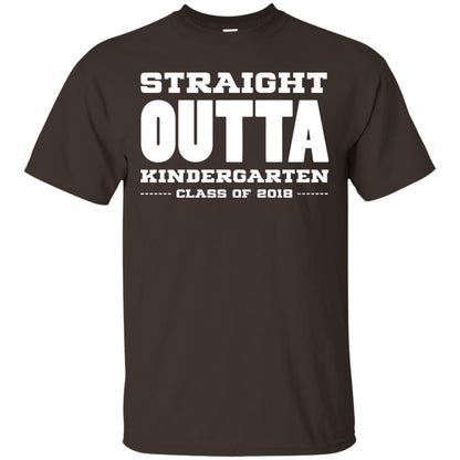 Straight Outta Kindergraten Class Of 2018 Graduation Shirt Dark Chocolate