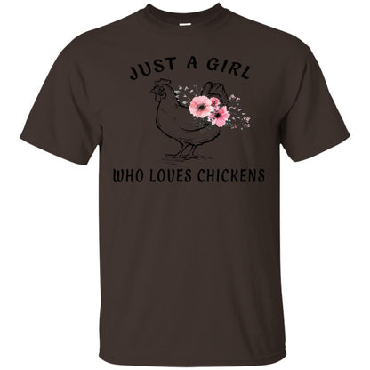 Just A Girl Who Loves Chickens Farmer T-shirt Dark Chocolate