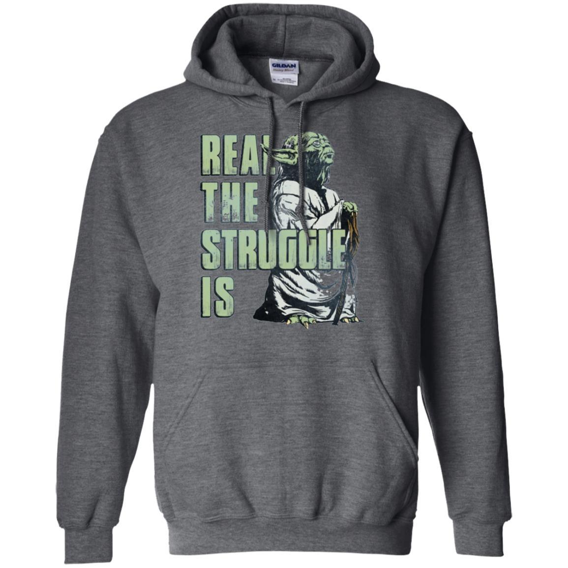 Film T-shirt Star Wars Yoda Real The Struggle Is Graphic Dark Heather