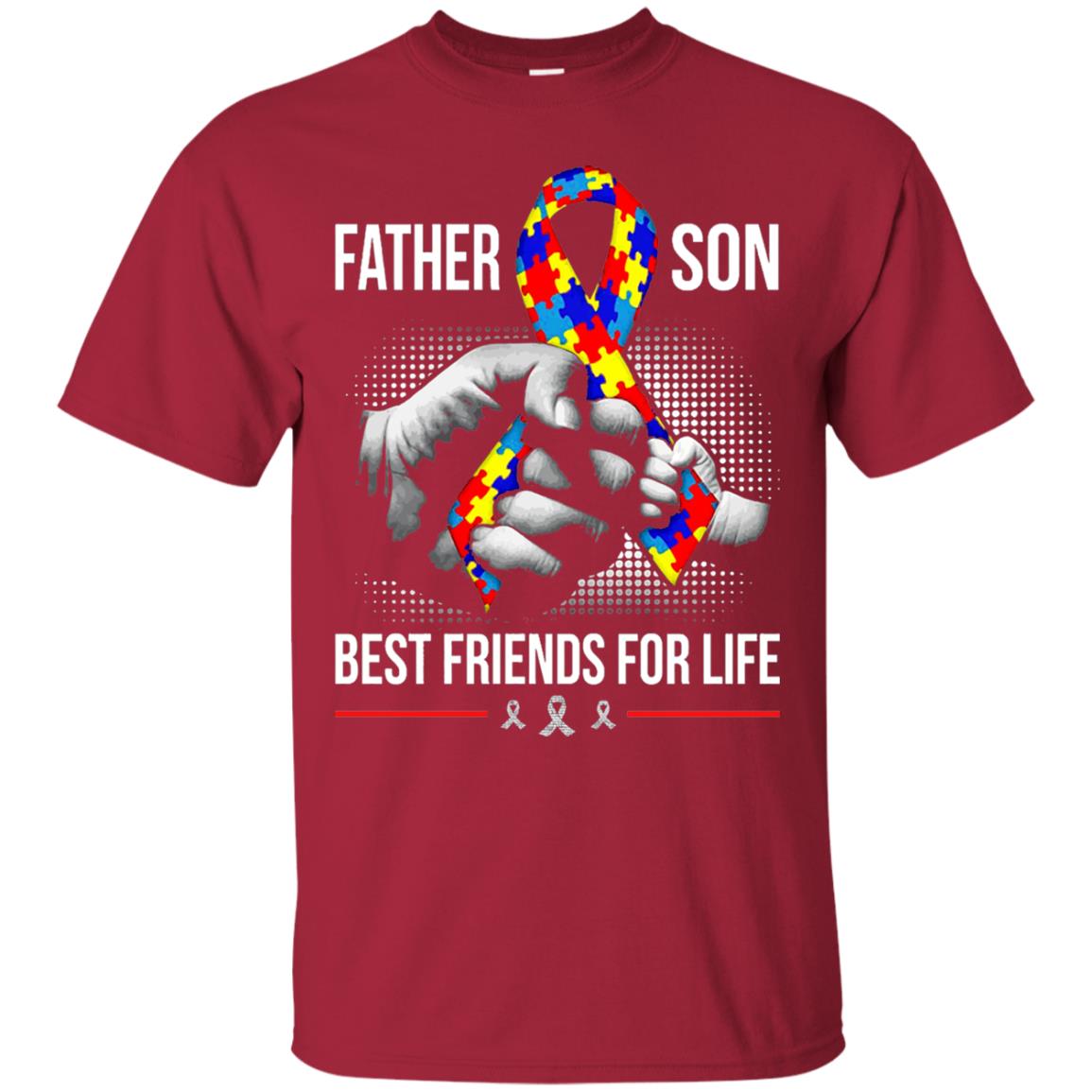 Father And Son Best Friends For Life Autism Awareness T-shirt Cardinal