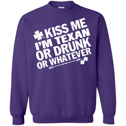 Kiss Me I_m Texan Or Drunk Or Whatever St. Patrick_s Day T-shirt Purple