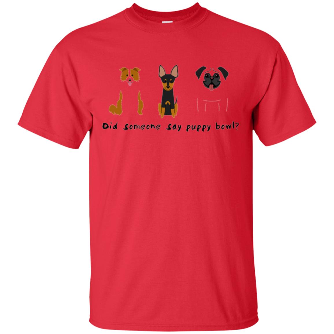 Puppy Bowl Football Funny Dog T-shirt Red