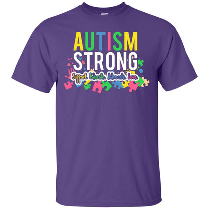 Autism Strong Support Educate Advocate Love Autism Awearness T-shirt Purple