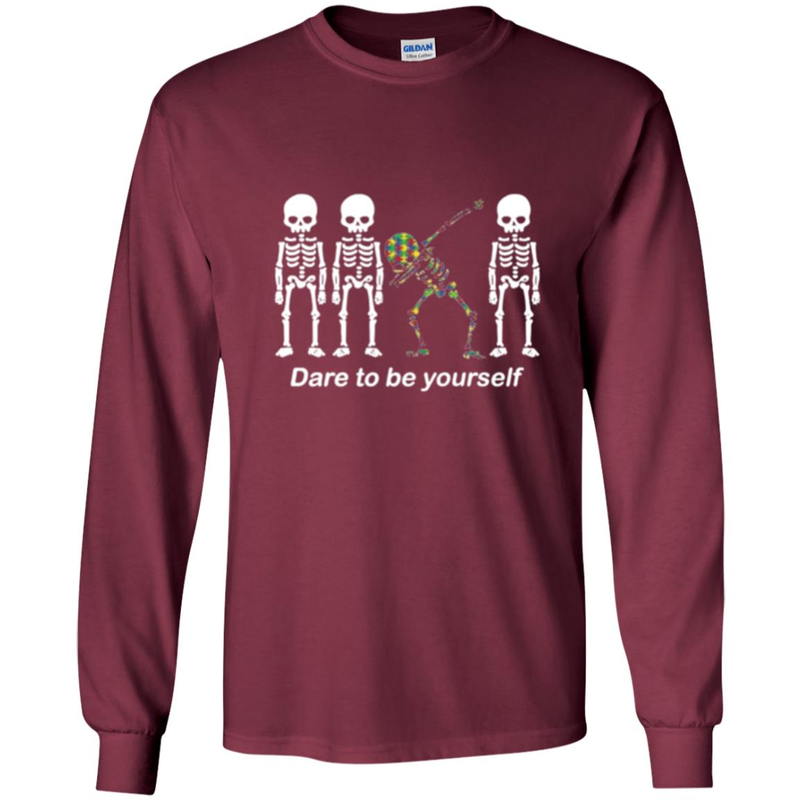 Dabbing T-shirt Dabbing Skeleton Dare To Be Yourself Maroon