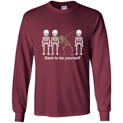 Dabbing T-shirt Dabbing Skeleton Dare To Be Yourself Maroon