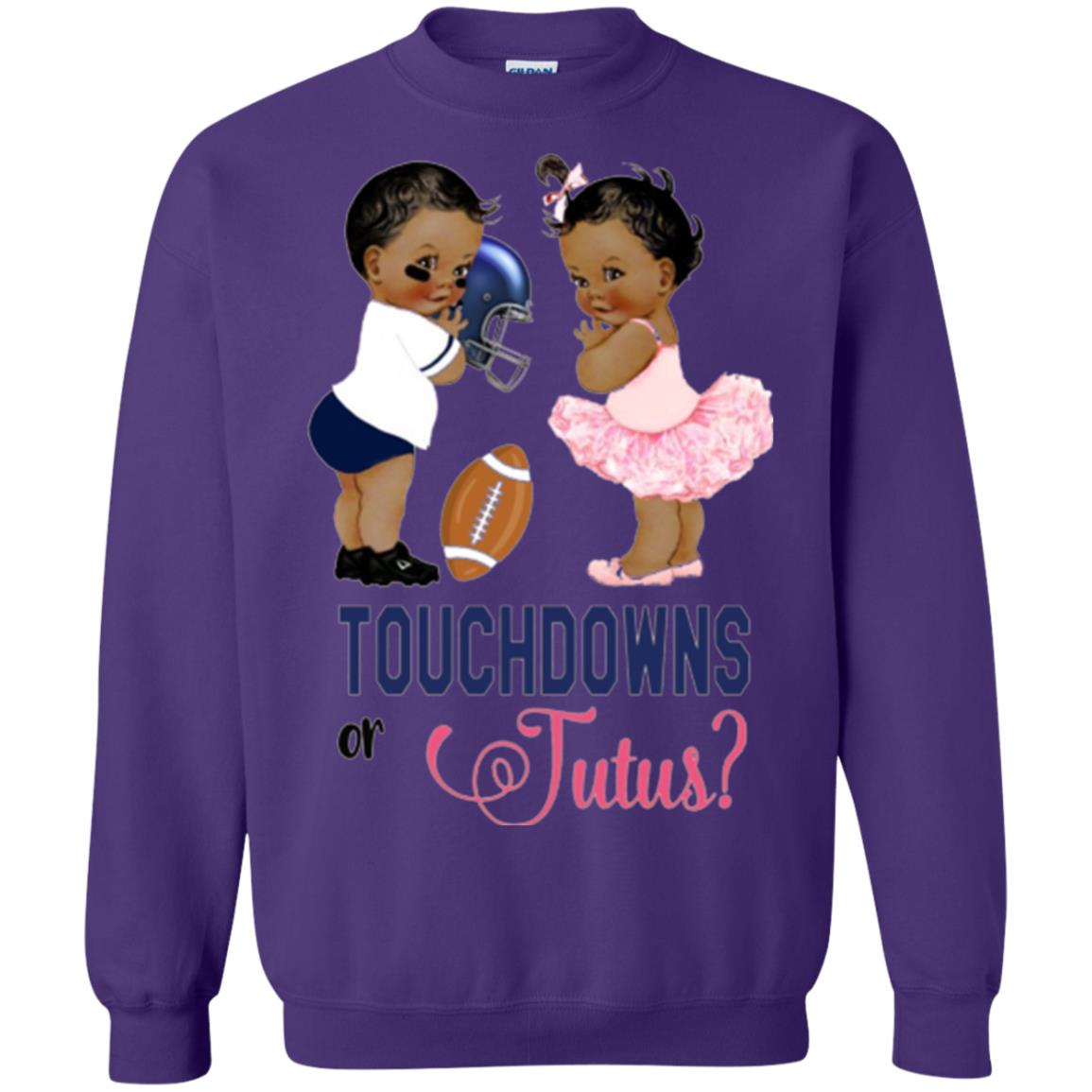 Ethnic Touchdowns Or Tutus Gender Reveal Party Football Lover T-shirt Purple