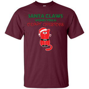 Christmas T-shirt Santa Claws Wishes You A Meowy  Christmas