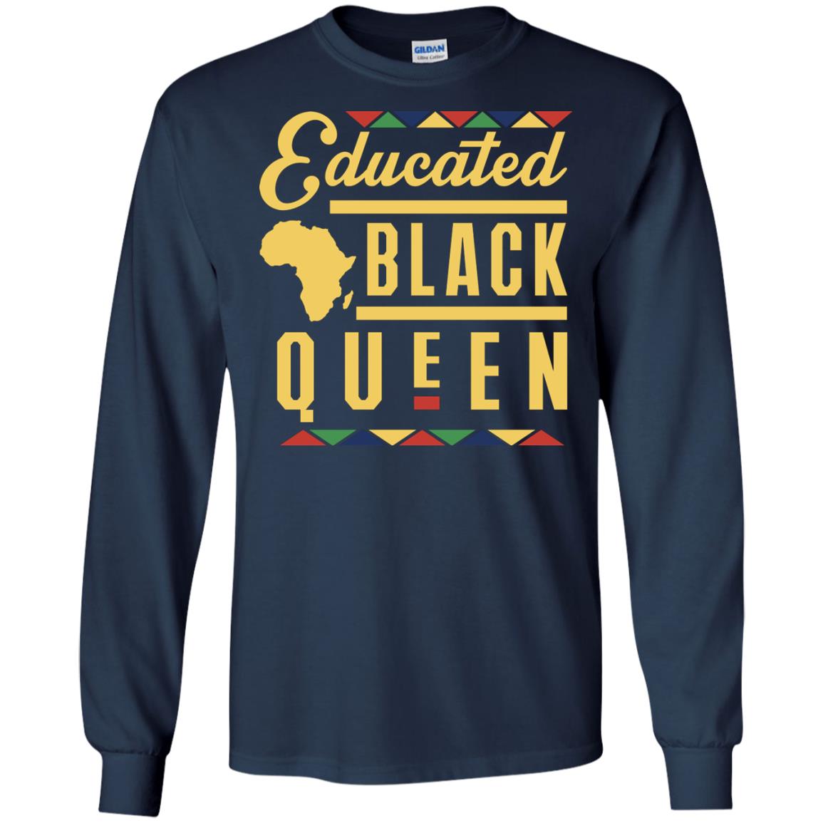 African American T-shirt Educated Black Queen Navy