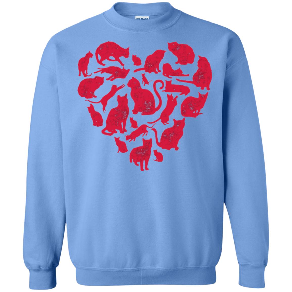 Valentines Day Cat T-shirt Carolina Blue