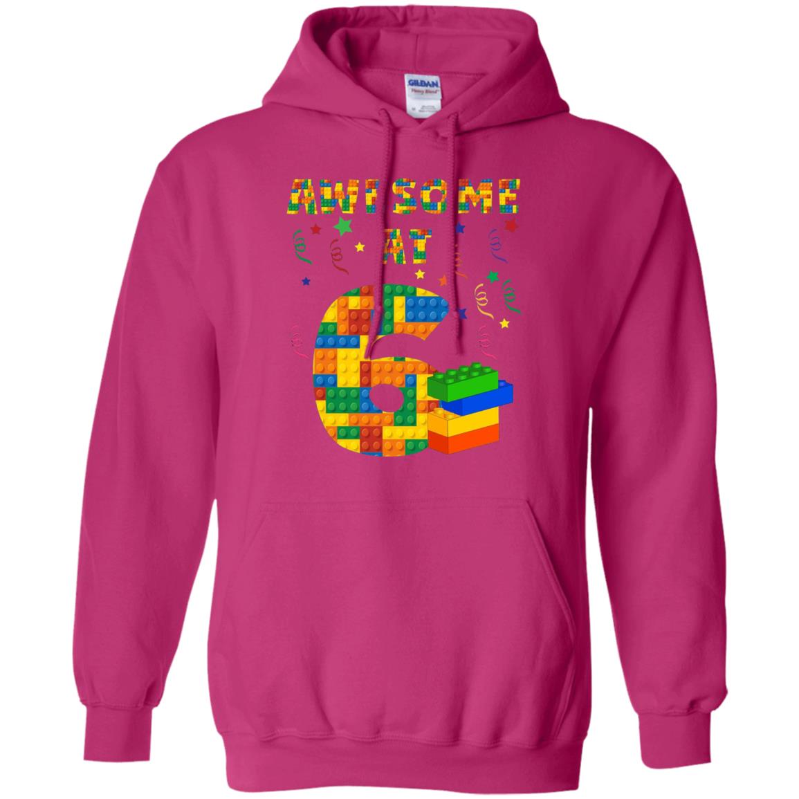 Awesome At 6 Age 6 Six Blocks Bricks Theme Shirt Heliconia