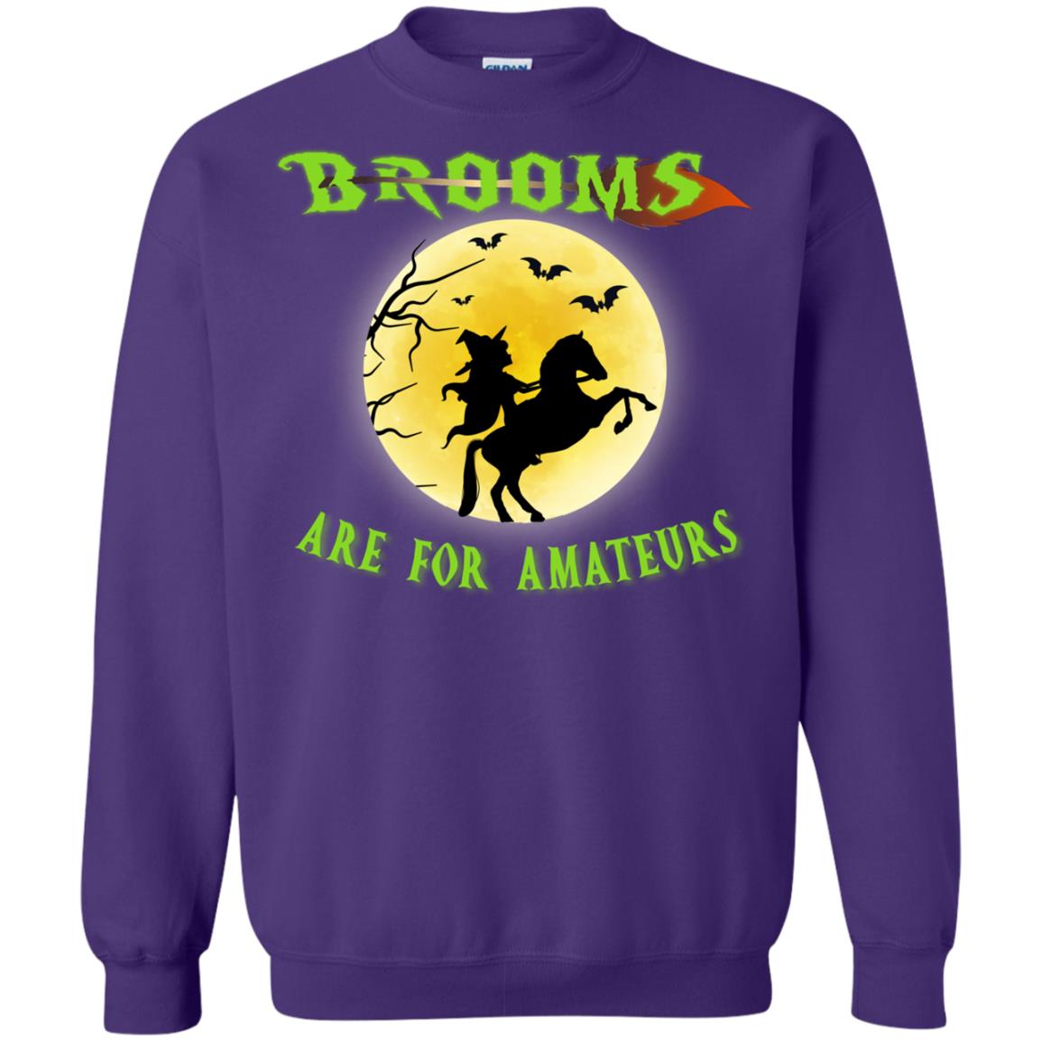 Brooms Are For Amateurs Witches Ride A Horse Funny Halloween Shirt Purple