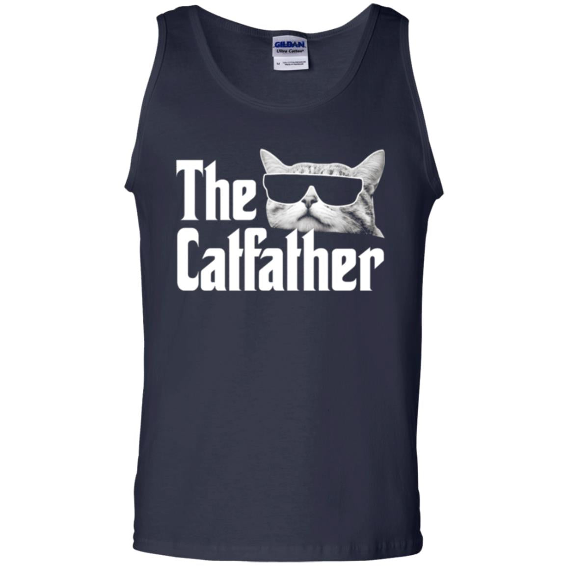 Funny Gift Shirt For Cat Daddy The Catfather T-shirt Navy