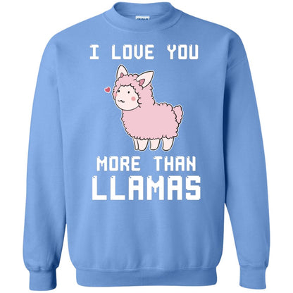 I Love You More Than Llamas Valentines Day Shirt Carolina Blue