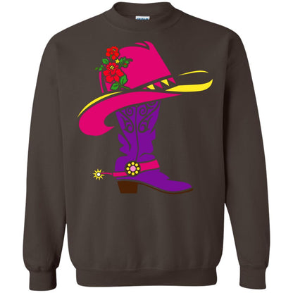 Cowgirl Boots With Hat T-shirt Dark Chocolate
