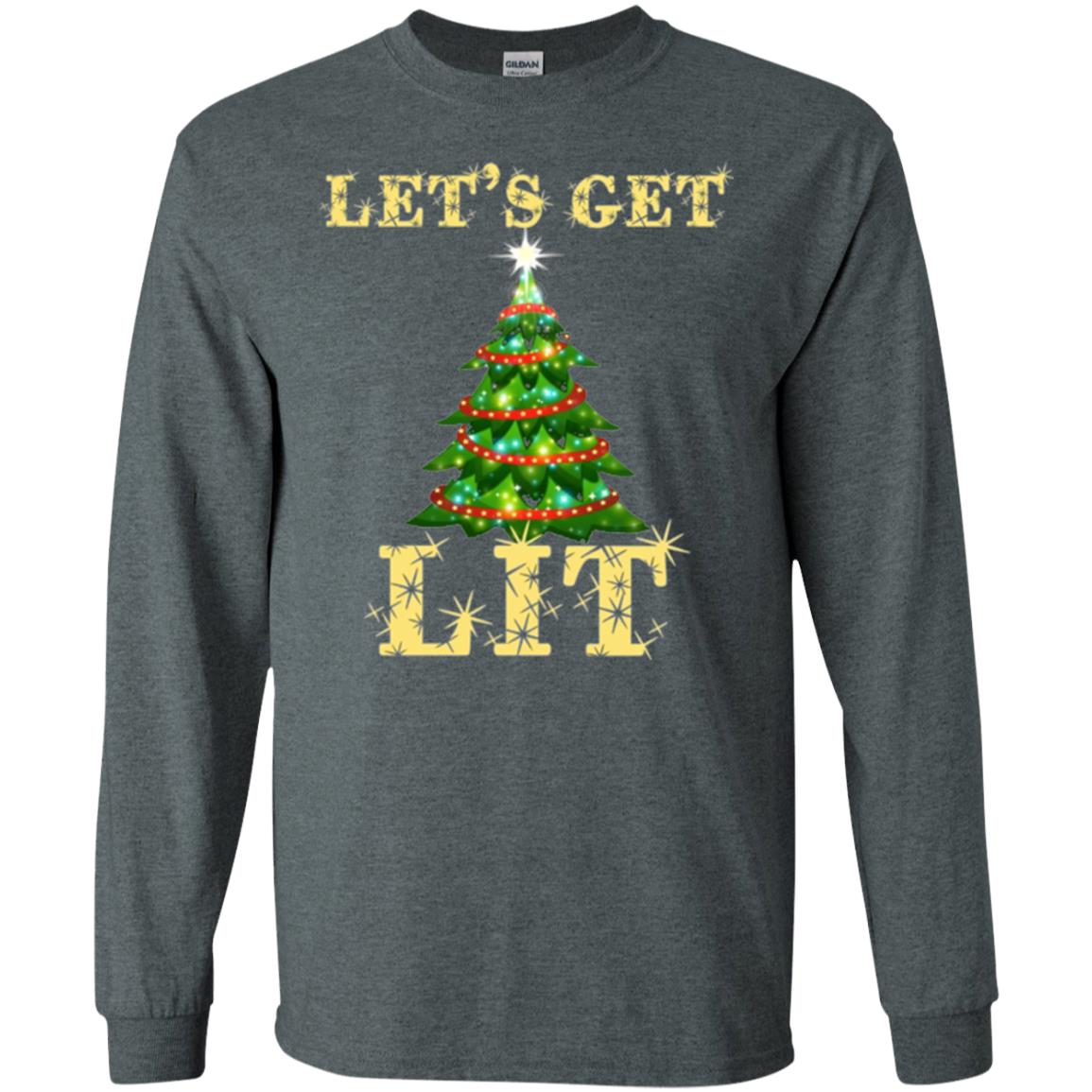 Christmas T-shirt Let_s Get Lit Dark Heather