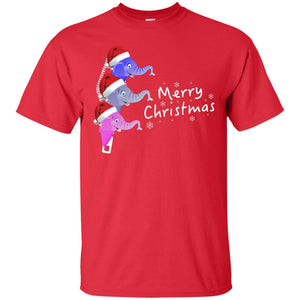Merry Christmas Elephant With Santa Hat In Pocket Zip X-mas Gift ShirtG200 Gildan Ultra Cotton T-Shirt