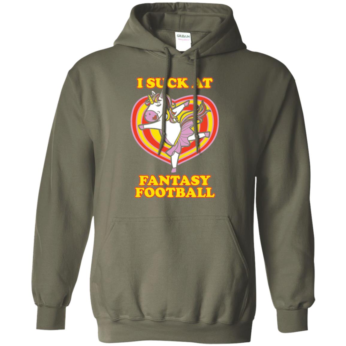 Funny Unicorn Loser T-shirt I Suck At Fantasy Football Military Green