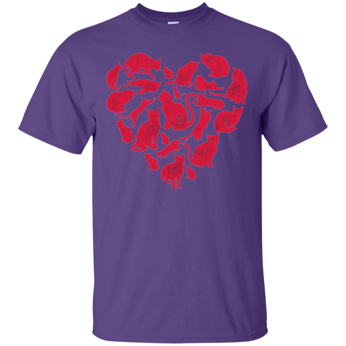 Valentines Day Cat T-shirt Purple