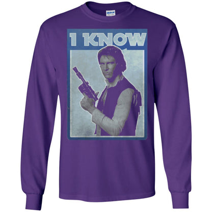 Film T-shirt Han Solo Iconic Unscripted I Know Graphic Purple