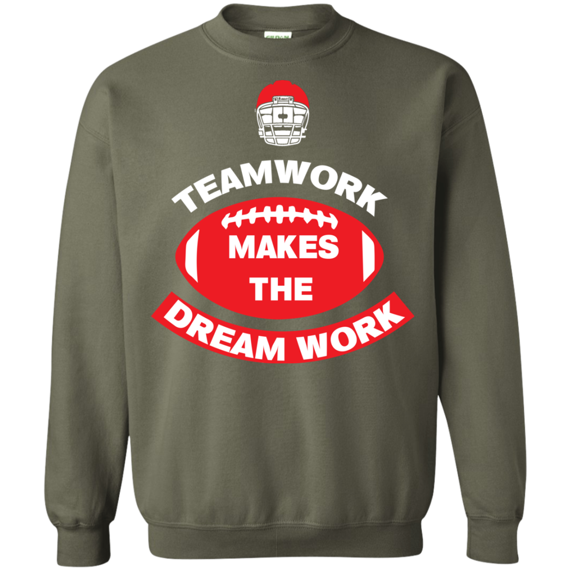 Football T-shirt TeamWork Makes The Dreamwork Military Green