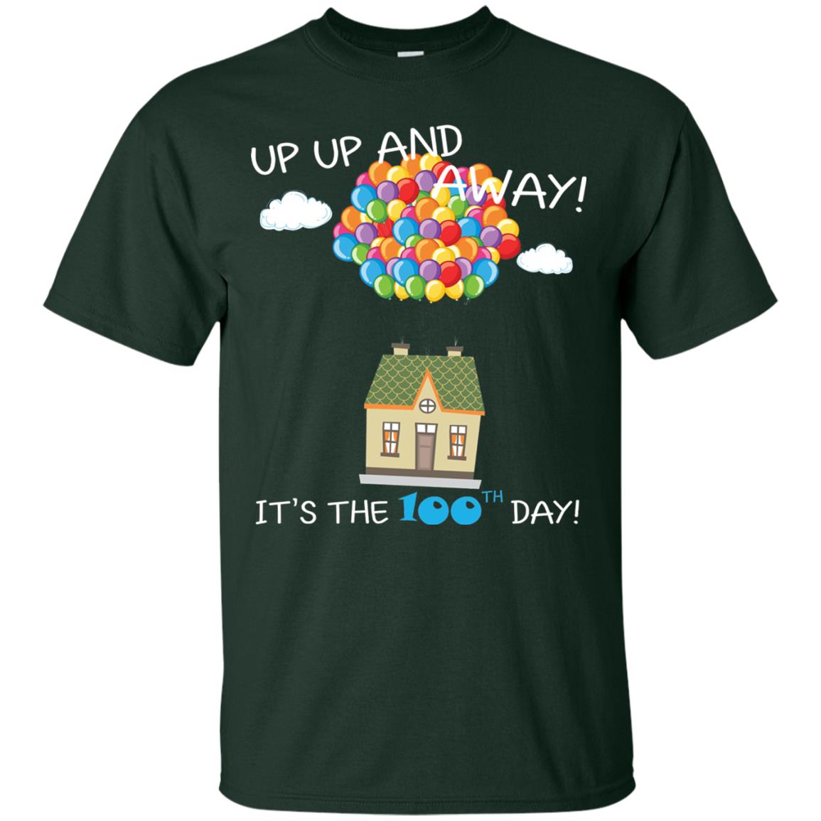 Kindgarten Teacher T-shirt Balloon One Hundred Days Of School Forest Green