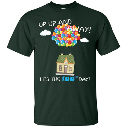Kindgarten Teacher T-shirt Balloon One Hundred Days Of School Forest Green