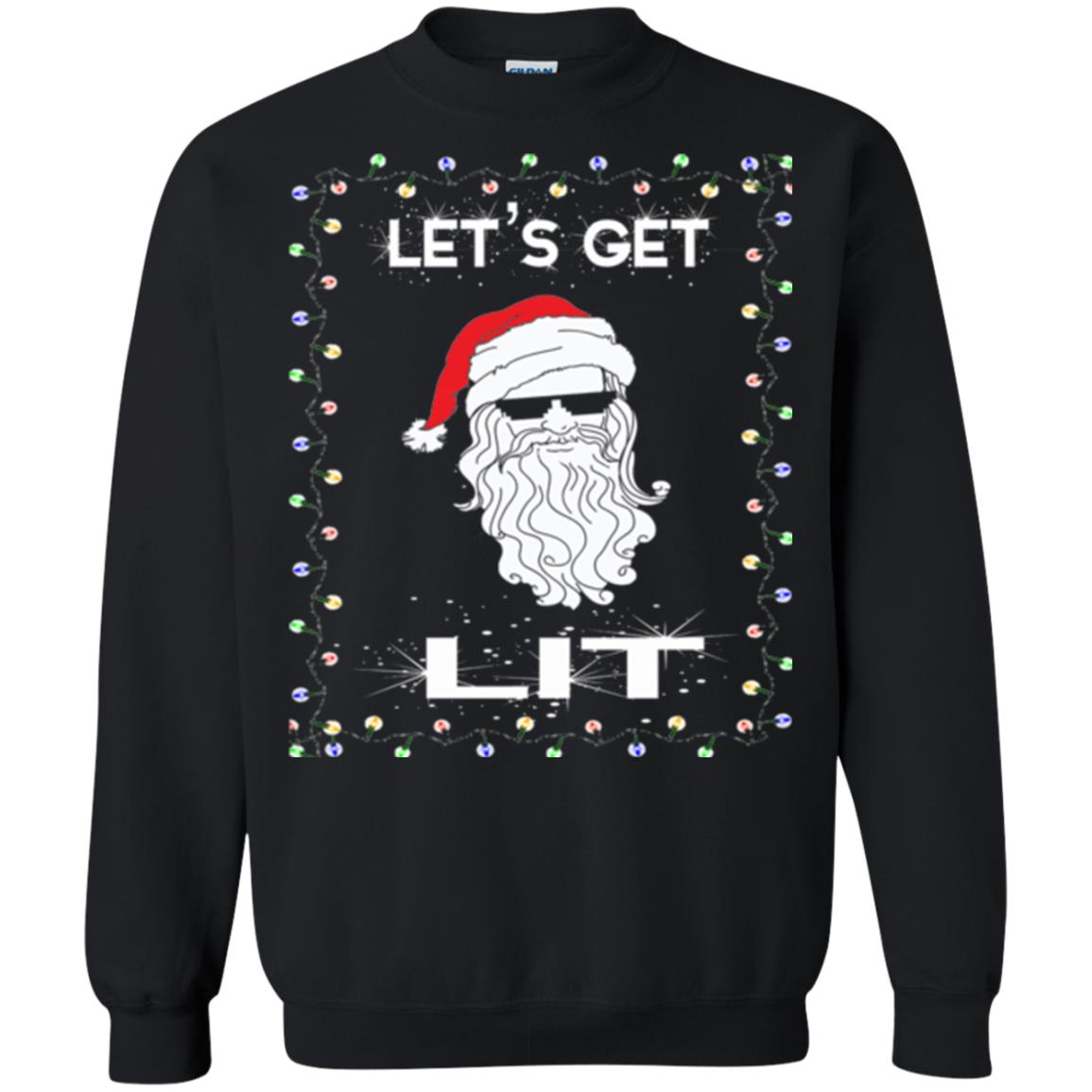 Christmas T-shirt Let_s Get Lit Black