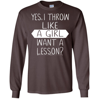 Softball T-shirt Yes I Throw Like A Girl Want A Lesson Dark Chocolate