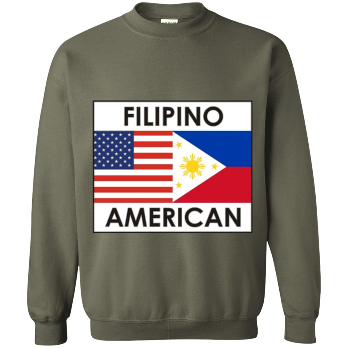 Filipino American T-shirt Philippines Usa Flags Military Green