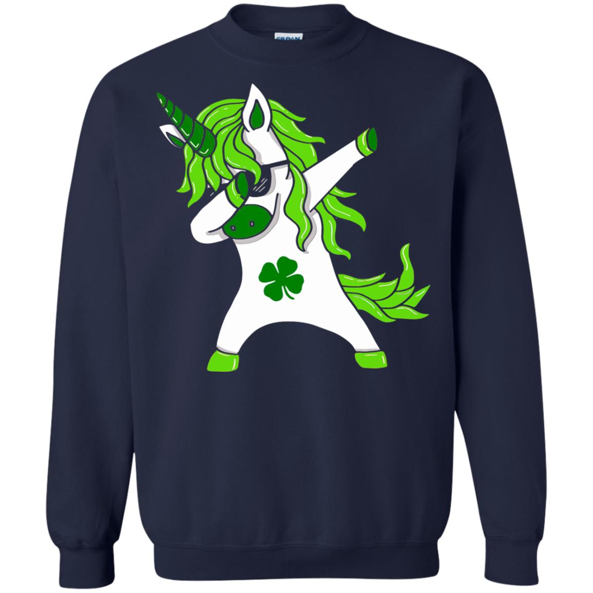 Dabbing Unicorn St Patricks Day Lepricorn T-shirt Navy