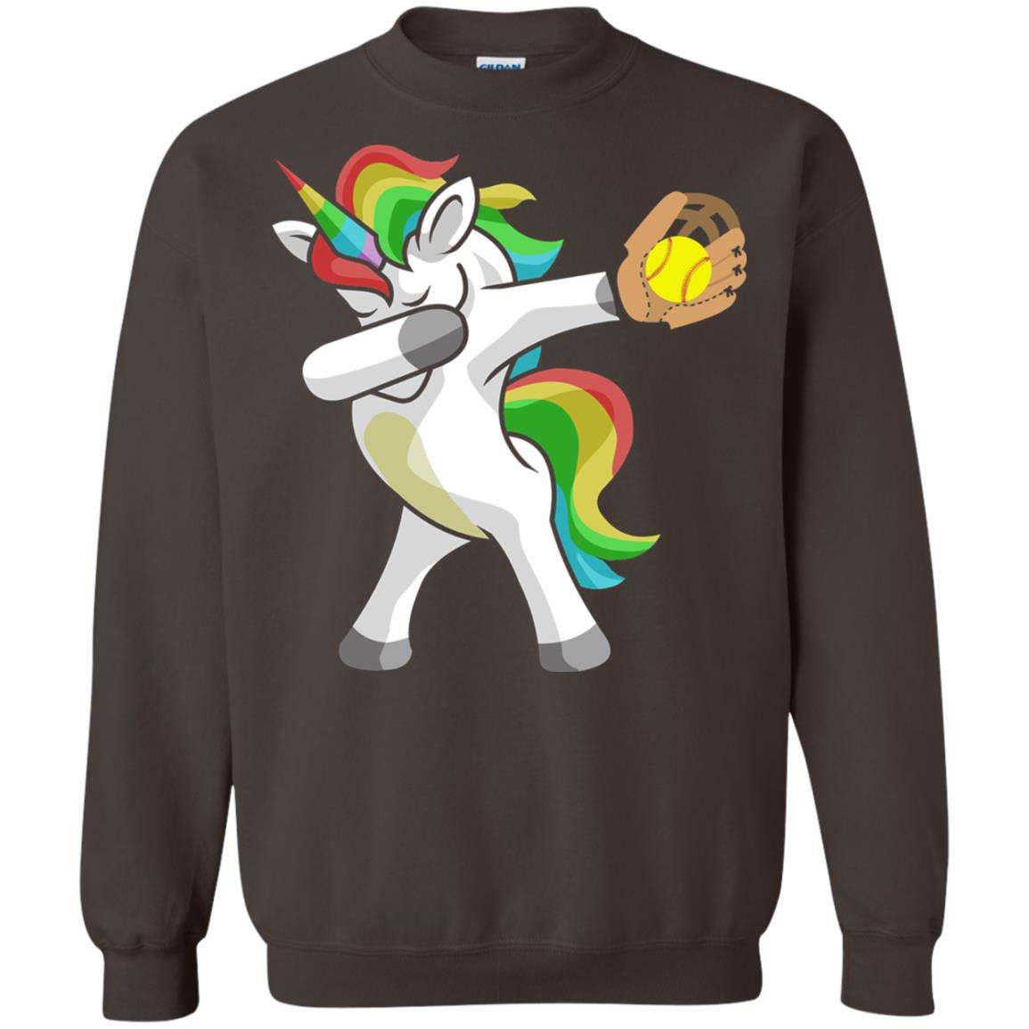 Dabbing Unicorn Softball T-shirt Funny Dabbing Dark Chocolate