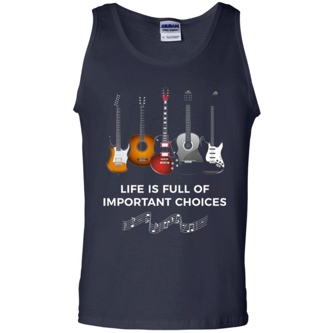 Funny Guitar T-shirt Life Is Full Of Important Choices Navy