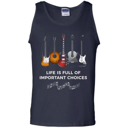 Funny Guitar T-shirt Life Is Full Of Important Choices Navy