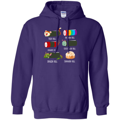 Tiger Roll Rainbow Roll Dynamite Roll Caterpillar Roll Dargon Roll Cinnamom Roll Shirt Purple
