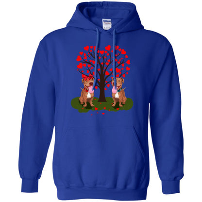 Valentine Pitbull Couple Heart Tree Shirt Royal