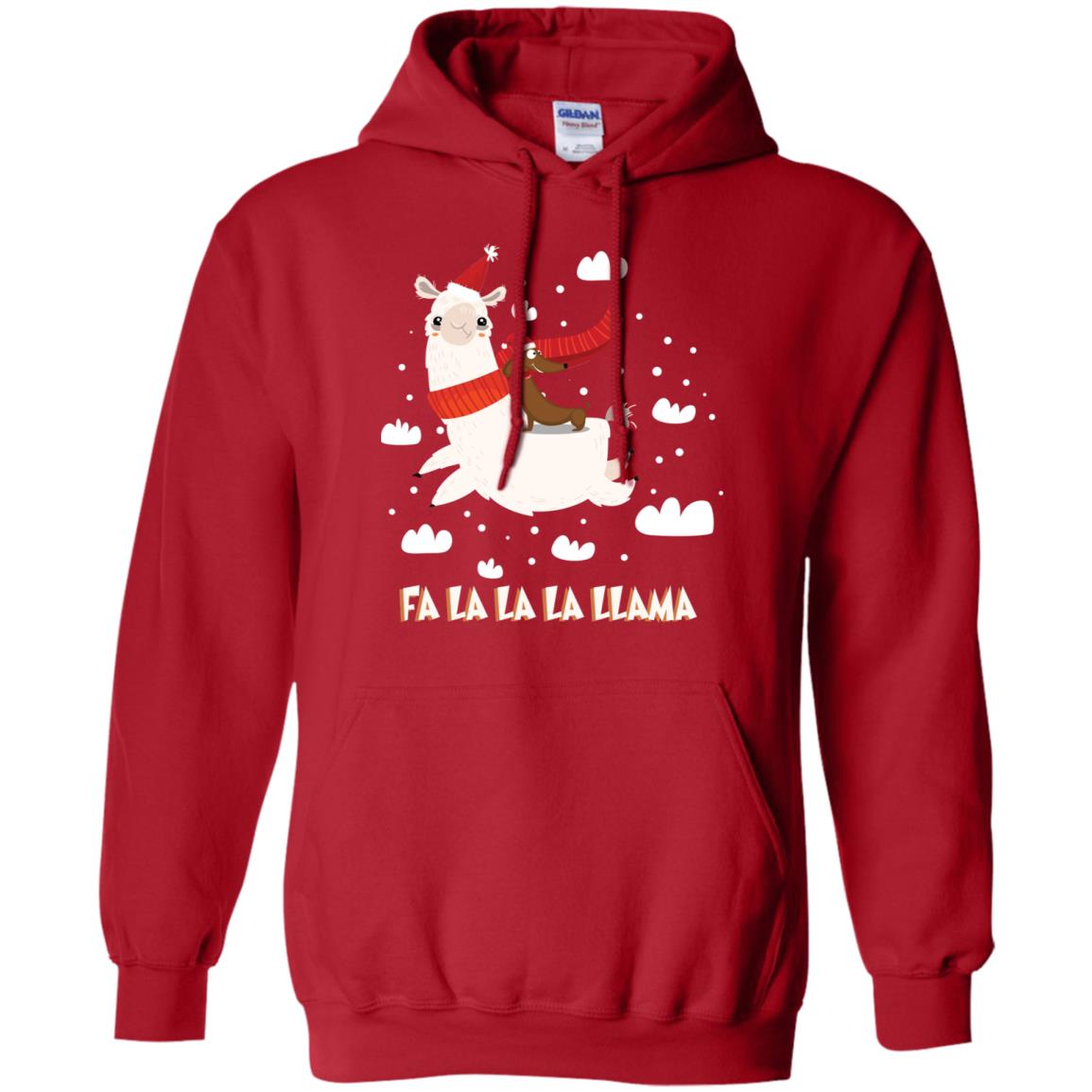 Fa La La La Llama With Dachshund X-mas Gift Shirt Red