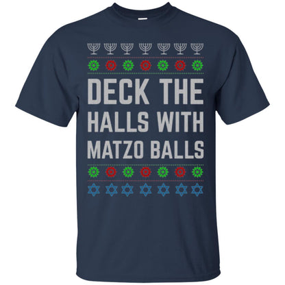 Christmas T-shirt Deck The Halls With Matzo Balls Navy