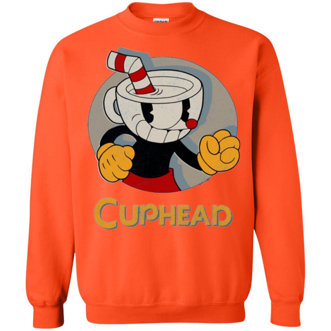 Cuphead Circle Shadow Profile Vintage Graphic T-shirt Orange