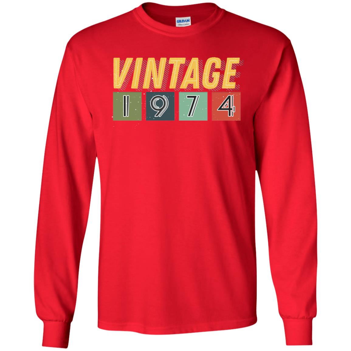 Vintage 1974 44th Birthday Gift Shirt For Mens Or Womens Red