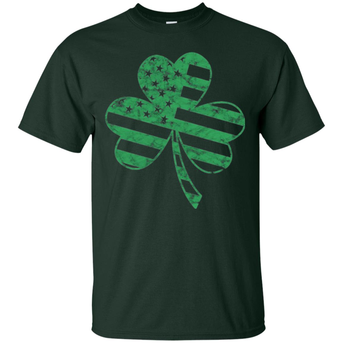 Irish American Flag Shamrock St. Patrick's Day T-shirt Forest