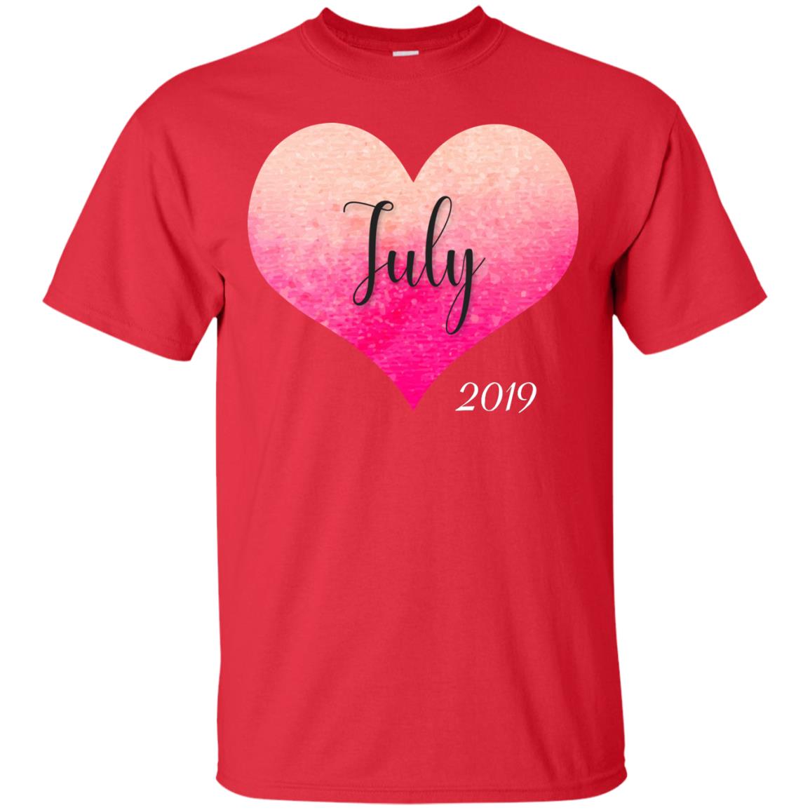 Pregnancy Reveal Announcement Party July 2019 Shirt Red