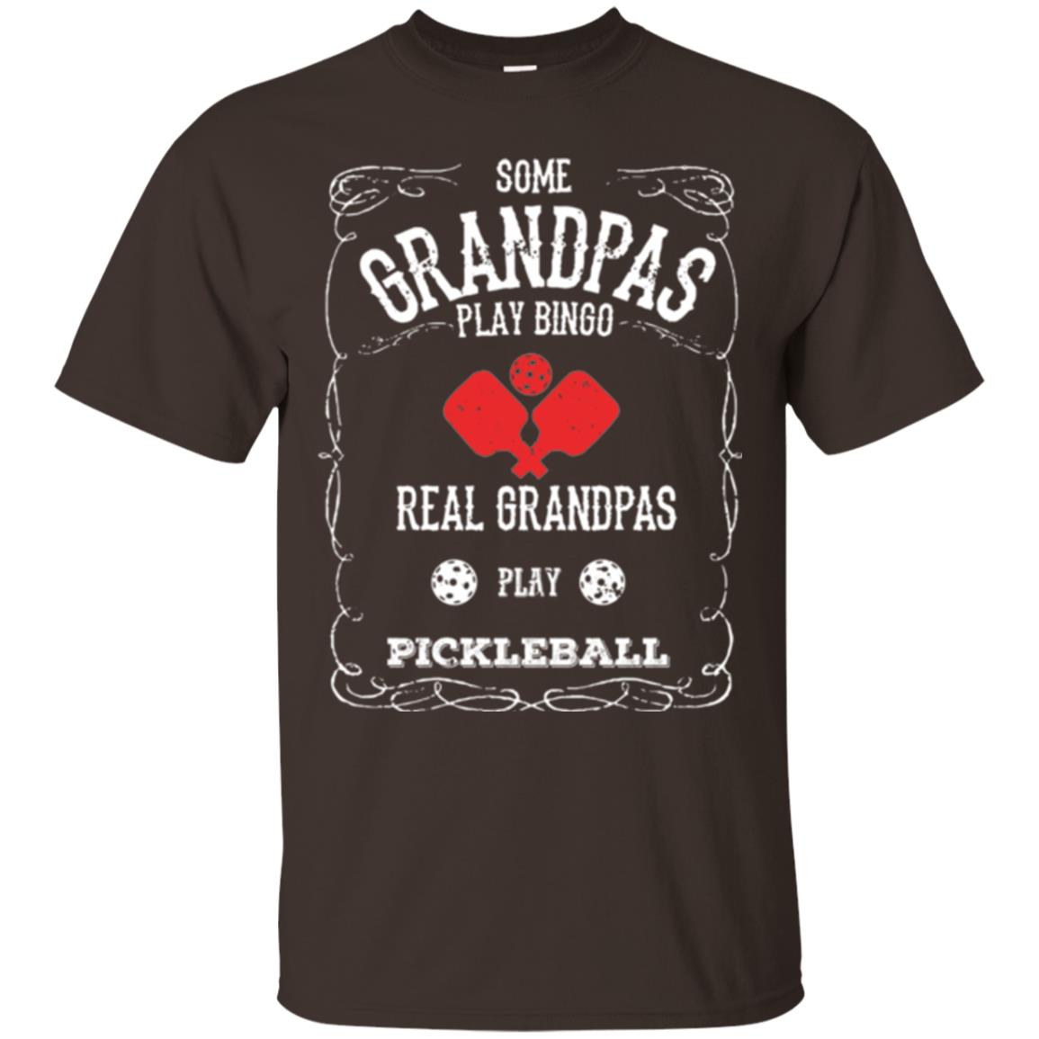 Papa T-shirt Real Grandpas Play Pickleball Dark Chocolate