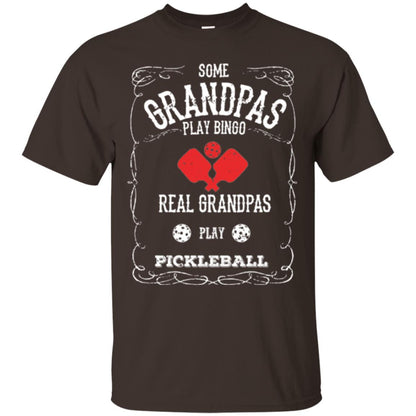 Papa T-shirt Real Grandpas Play Pickleball Dark Chocolate