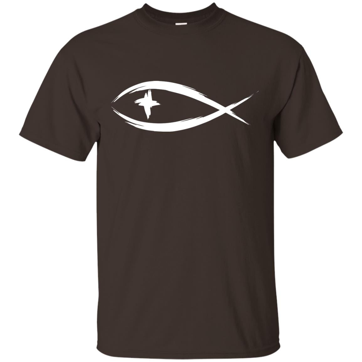 Jesus Fish Christian Shirt Dark Chocolate