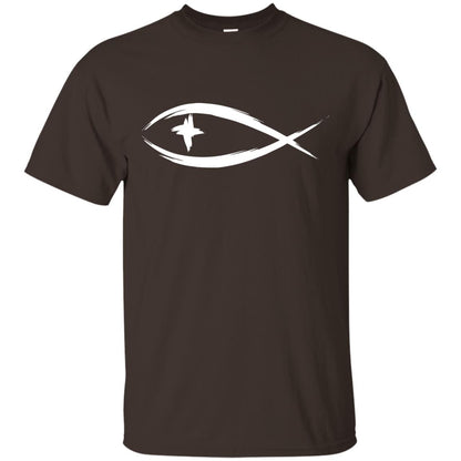 Jesus Fish Christian Shirt Dark Chocolate