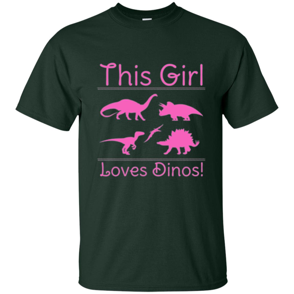 This Girl Loves Dinos Dinosaur T-shirt Forest Green