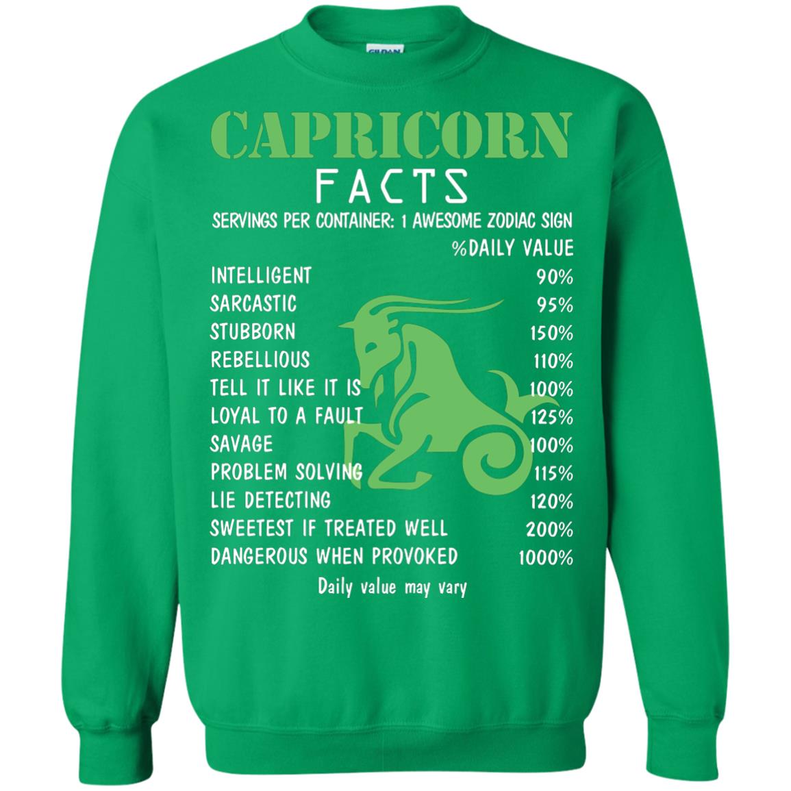 Capricorn Facts 1 Awesome Zodiac Sign Gift Shirt For Capricorn Horoscope Irish Green